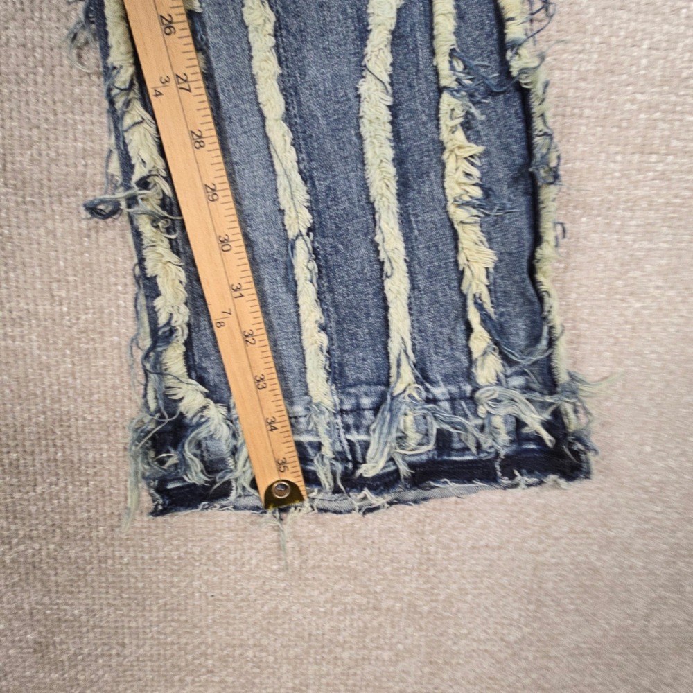MNML X641 Stacked Ultra Rip Lined Denim Jeans Blue Distressed Fringe 32x36 - Picture 4 of 9